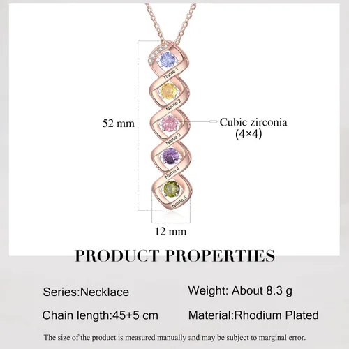 Miniatura 3 de Wendy Made Collar personalizado con nombre para la familia con 1-6 piedras natales, collar de piedra natal de la madre personalizado para mamá