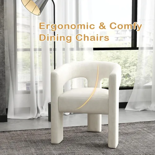 Miniatura 7 de Modernas sillas de comedor, silla de sherpa tapizada de terciopelo con respaldo, silla de tocador Boucle ensamblada cómoda para cocina, comedor
