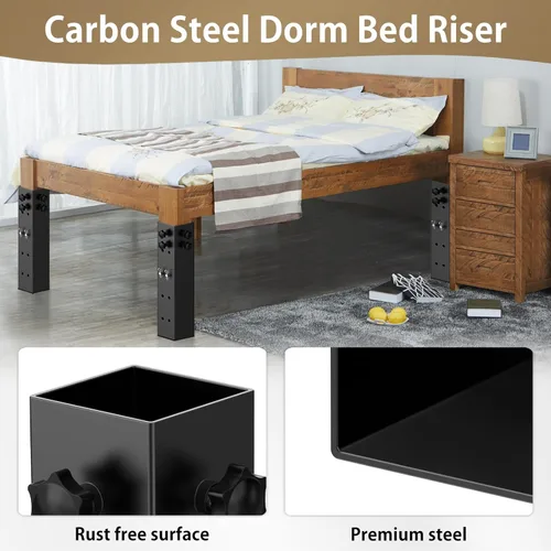 Miniatura 3 de Up Grade - Paquete de 4 elevadores de cama de acero al carbono de 2.4 pulgadas de diámetro para marco de cama cuadrado de madera, mesa ajustable a