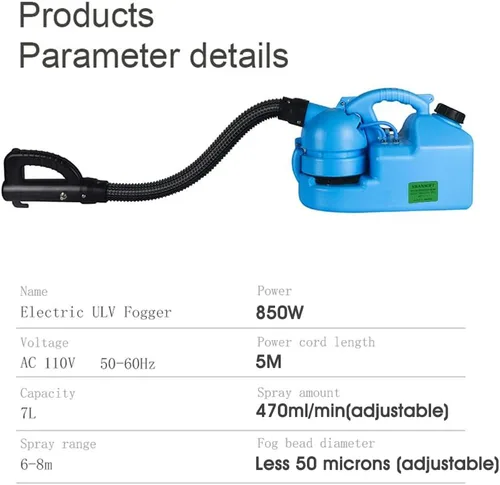 Miniatura 8 de SWANSOFT Máquina de nebulización ULV de 7 L (1.85 galones), pulverizador atomizador eléctrico, máquina de nebulizadores portátil para interiores