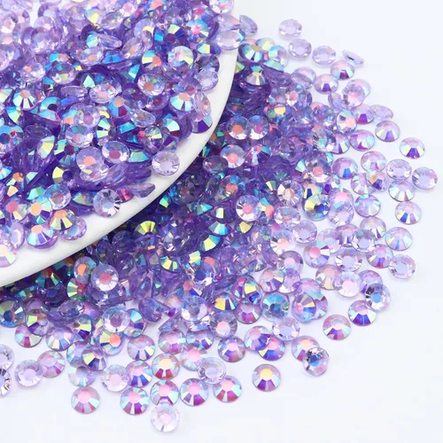 Miniatura 19 de 10000 diamantes de imitación de resina de 0.079 pulgadas con parte trasera plana, transparente verde oscuro AB con parte trasera plana