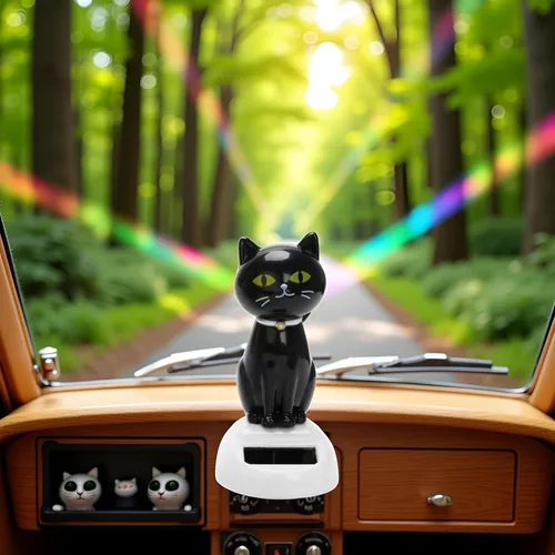 Miniatura 3 de Juguete solar para gato, figura de gato bailarín, adorno de automóvil, juguetes bailarines, decoración interior de automóvil, decoración