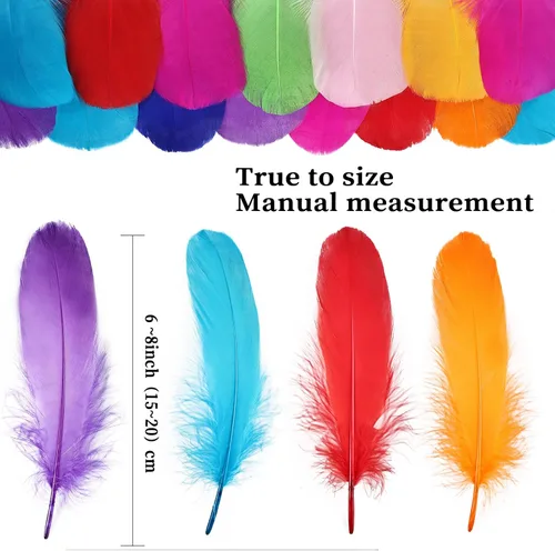 Miniatura 2 de FeelfunFeather 120 piezas de plumas de ganso coloridas naturales a granel de 6-8 pulgadas (15-20 cm). Plumas de ganso Nagoire para manualidades
