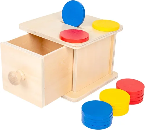 Miniatura 10 de Adena Montessori Caja de monedas, caja de permanencia para monedas de bebé de 1 año, juguetes de desarrollo de bolas de madera para bebés de 6 a 12