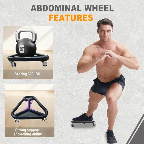 Miniatura 7 de HOTWAVE Rueda de rodillo de abdominales para entrenamiento de núcleo, equipo de ejercicio abdominal extra ancho para abdominales, brazos y espalda