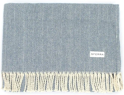 Miniatura 14 de Sferra Celine Herringbone, manta 100% algodón, color aguamarina