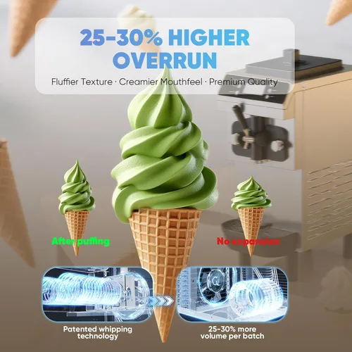 Miniatura 8 de Máquina comercial para hacer helados de 15 cuartos de galón (≈3.75 galones), 100-150 porciones, cuencos de acero inoxidable 304 de 4.3 L, tanque
