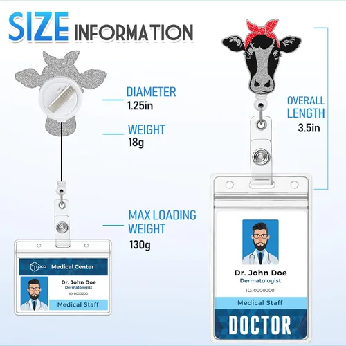 Miniatura 3 de Plifal Soporte retráctil con clip de identificación para enfermera, enfermería, tarjeta de identificación, linda vaca, asistente médico, accesorios