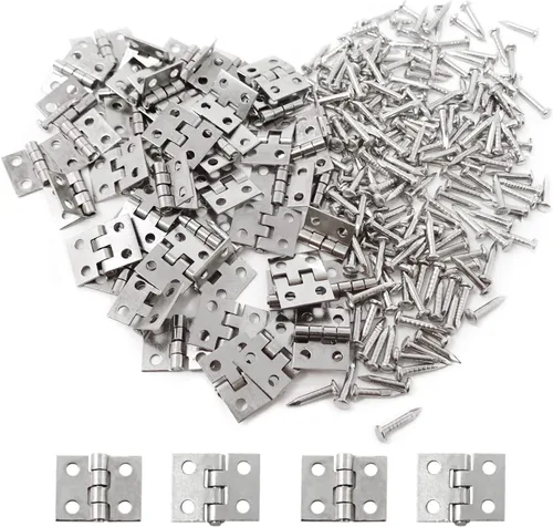 Miniatura 9 de Honbay Bisagras de casa de muñecas en miniatura, joyero, accesorios de hardware pequeño con 200 tornillos (dorado)