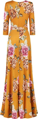 Miniatura 3 de Vestido largo de fiesta súper elástico para mujer, estampado floral, manga 34, cuello en V