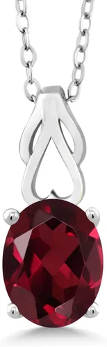 Miniatura 54 de Gem Stone King Collar de plata de ley 925 con piedra natal ovalada de 0.354 x 0.276 in Collar con colgante solitario para mujer Con cadena