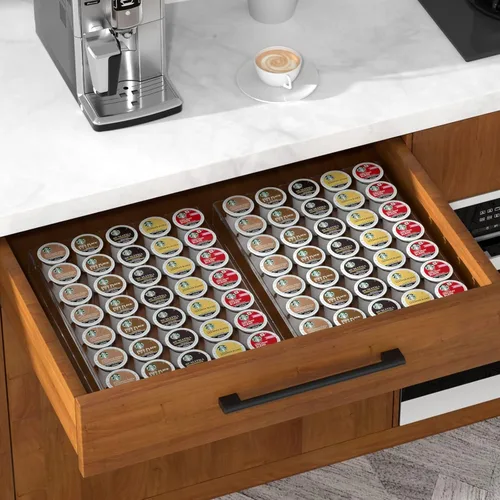 Miniatura 6 de AITEE Organizador de cajones de acrílico K Cup, bandeja organizadora transparente para almacenamiento de cajones o encimeras, capacidad para 35