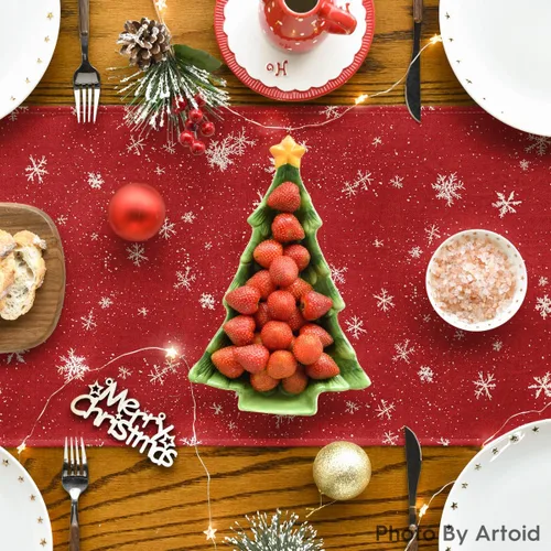 Miniatura 4 de Artoid Mode Camino de mesa con diseño de muñeco de nieve y pájaros de Navidad, decoración de mesa de comedor para interiores y exteriores