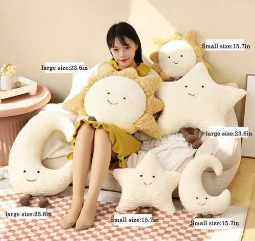 Miniatura 3 de Cómoda almohada de sol, estrellas, luna, cojín para sofá, precioso cojín (15.7 pulgadas, luna)