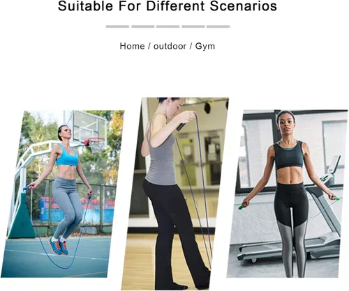 Miniatura 7 de Cuerda de saltar de alta velocidad, rodamiento doble giratorio de 360°, ajustable, mango de aluminio antideslizante, cuerda de saltar para fitness