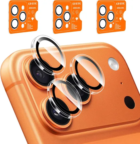 QHOHQ Juego de 3 protectores de lente de cámara para iPhone 17 Pro Max/17 Pro/16 Pro Max/16 Pro/15 Pro Max/15 Pro, protector de lente individual 3