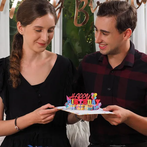 Miniatura 5 de Paper Love Tarjeta desplegable de feliz cumpleaños, para adultos y niños, cubierta de 5 x 7 pulgadas, incluye sobre y etiqueta de notas
