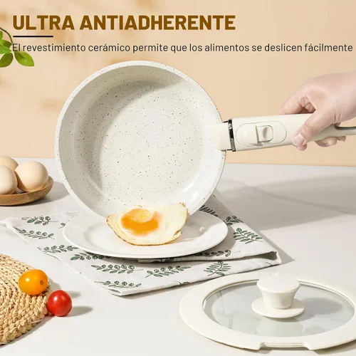 Miniatura 3 de Sartén antiadherente de 8 pulgadas con tapa, sartén híbrida antiadherente de acero inoxidable con mango de enfriamiento permanente, sin PFOA,