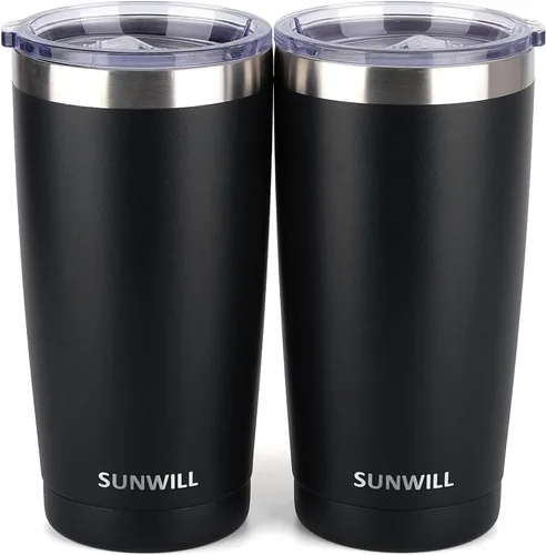 Miniatura 18 de SUNWILL Vaso de café de viaje de 20 onzas, taza aislada con tapa, taza de acero inoxidable para bebidas calientes y frías, con recubrimiento