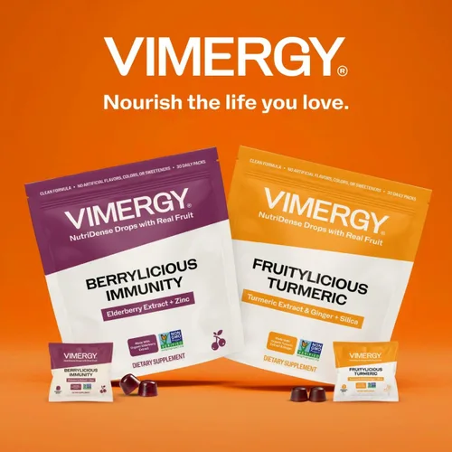 Miniatura 8 de Vimergy NutriDense Fruitylicious - Cúrcuma masticable + jengibre (300 mg de extracto de cúrcuma, 22 mg de sílice, 10 mg de jengibre por porción)