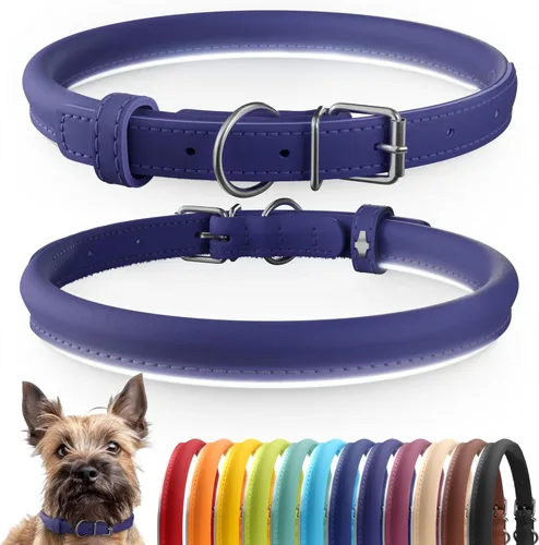 Miniatura 10 de CollarDirect Collar de perro con tachuelas, collares de cuero para mascotas para perros pequeños, medianos y grandes, acolchado suave, marrón, negro
