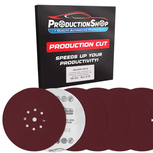 Miniatura 9 de ProductionShop Discos de lijado de grano 60 con patrón rojo de 9 agujeros de 9 pulgadas, caja de 20 – Papel de lija sin polvo con respaldo de gancho