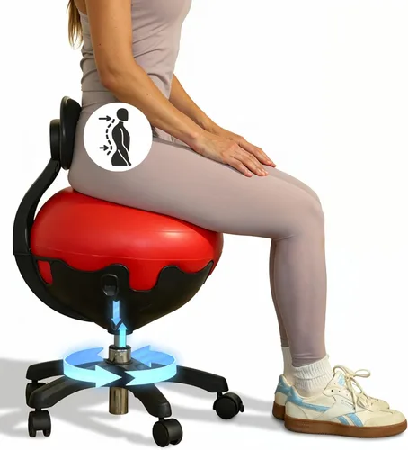 Miniatura 10 de Aeromat Elite - Silla de pelota de yoga para oficina y hogar, capacidad de 250 libras, silla de escritorio ergonómica con ruedas bloqueables, altura