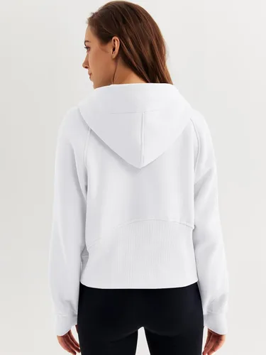 Miniatura 5 de WYNNQUE Sudadera corta con capucha para mujer, manga larga, forro polar, media cremallera, ropa de otoño