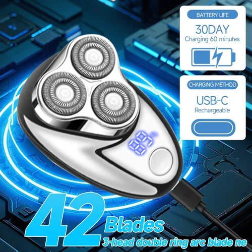 Miniatura 3 de Mini afeitadora eléctrica, mini maquinilla de afeitar portátil, afeitadora impermeable recargable por USB para viajes a la oficina, recortadora