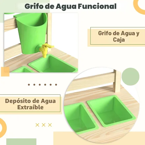 Miniatura 3 de Cocina de Juego Exterior de Madera de Cedro para Niños, Cocina de Barro con Grifo de Agua, Pizarra de Doble Cara, Estantes de Almacenamiento, Vasos
