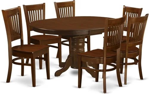 East West Furniture KEVA7-ESP-W - Juego de comedor de 7 piezas compuesto por una mesa de comedor ovalada con hojas de mariposa y 6 sillas de asiento