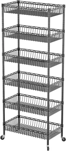 Miniatura 15 de SINGAYE Estantería de alambre para armario: unidad de metal ajustable para organización de lavandería, baño, cocina, hogar, almacenamiento
