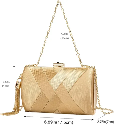 Miniatura 5 de Elegante bolso de mano de seda con colgante de borla para mujer, para novia, boda, graduación, fiesta de noche