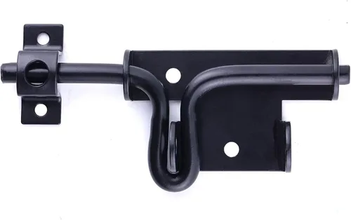 Miniatura 2 de 2 paquetes de cerrojo deslizante resistente – Cerradura de puerta de metal grueso negro con agujero de candado para valla de madera, puerta