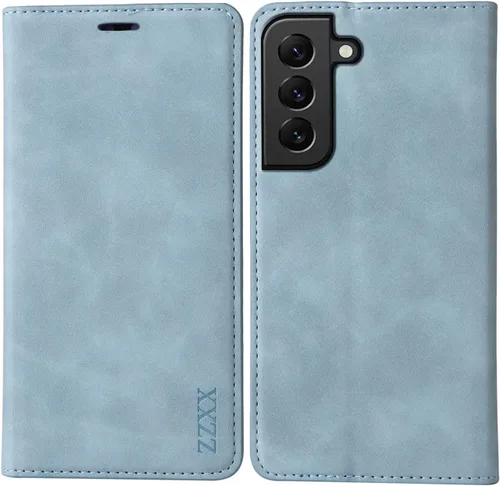 Miniatura 14 de ZZXX Funda tipo cartera para Samsung Galaxy S22 Ultra con bloqueo RFID, ranura para tarjetas, función atril, magnética, de piel suave, para Samsung