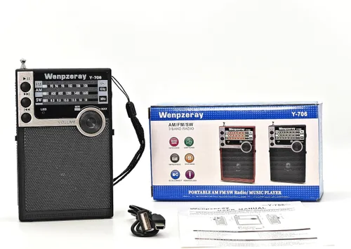 Miniatura 8 de Y-706 Radio de bolsillo portátil AM FM SW Banda Receptor Transistor con batería con buen sonido fuerte Soporte de altavoz pequeño USB/TF Card Play