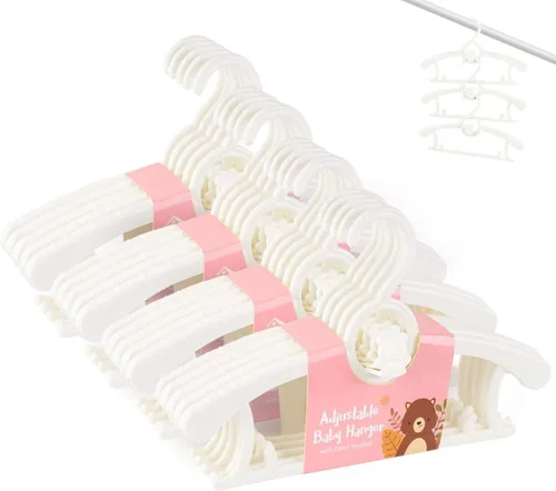Miniatura 12 de Perchas HGYZE para bebé para armario, colgador antideslizante de 11"-14" ajustable para ropa de bebé para guardería, colgador de plástico para niños