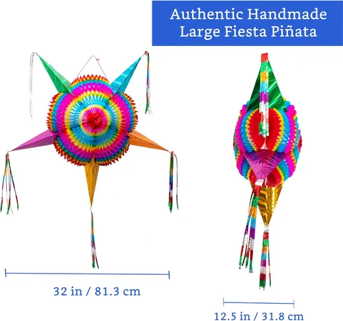 Miniatura 3 de Piñata mexicana (grande de 32 pulgadas) + pancartas de fiesta mexicana (paquete de 5 – 10 diseños de bandera de papel de seda por bandera) – Cartel