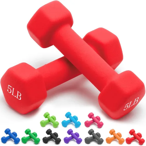 Miniatura 32 de Portzon Mancuernas con Pesos 10 Opciones de Colores Compatibles con Juego de 2 Mancuernas de Neopreno, 1-15 Libras, Antideslizantes, No se Ruedan