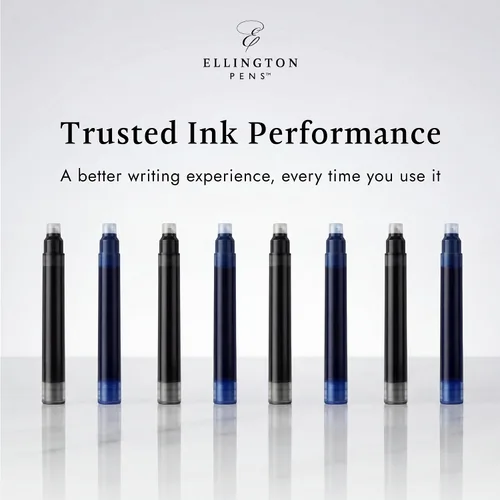 Miniatura 7 de Ellington Pens Paquete de 24 repuestos de tinta para pluma estilográfica azul y negro, cartuchos de tamaño estándar internacional, tinta para pluma