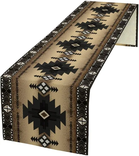 Miniatura 16 de Camino de mesa con estampado de vaca, camino de mesa estilo occidental con estampado de cuero de vaca en blanco y negro, decoración de mesa