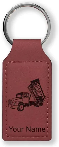 Miniatura 30 de LaserGram Llavero rectangular, camión volquete, grabado personalizado incluido
