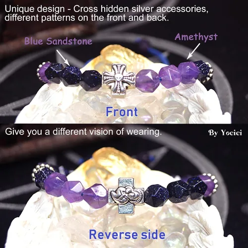 Miniatura 20 de Pulseras de la amistad, pulsera de obsidiana negra arcoíris para mujeres y hombres, 0.394 pulgadas (0.394 in), ojo de tigre, hematita y cristal