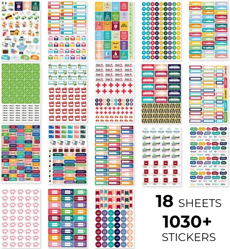 Miniatura 7 de Stickers de presupuesto de Clever Fox - Juego de 18 hojas con más de 1030 stickers únicos para tu planificador mensual, semanal y diario
