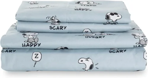 Miniatura 11 de Berkshire Blanket Peanuts® - Juego de sábanas para niños, tamaño individual, 3 piezas, lindo personaje Snoopy impreso, sábanas de microfibra suave