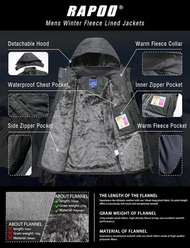 Miniatura 3 de Chaqueta de esquí de invierno para hombre, chaqueta de lluvia impermeable a prueba de viento