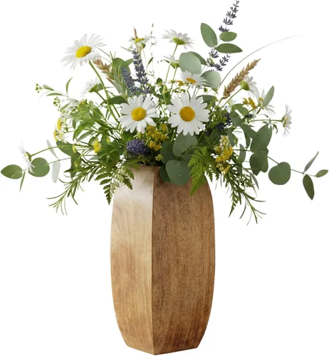 Mela Artisans Jarrón de madera de mango de 12 pulgadas | Florero decorativo de madera | Granja rústica | Medio quemado | Centro de mesa para sala de