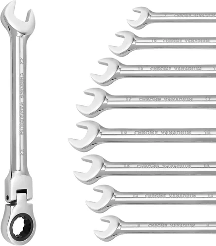 Miniatura 2 de Llave de trinquete de cabeza flexible de 15 mm, llave combinada de acero al cromo vanadio de 12 puntas con engranaje de trinquete de 72 dientes