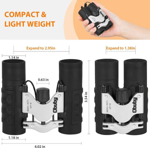 Miniatura 3 de Binoculares reales para niños. Regalos para niños de 3 a 12 años. Niños o niñas. Binoculares compactos de juguete de 8x21 con óptica de alta
