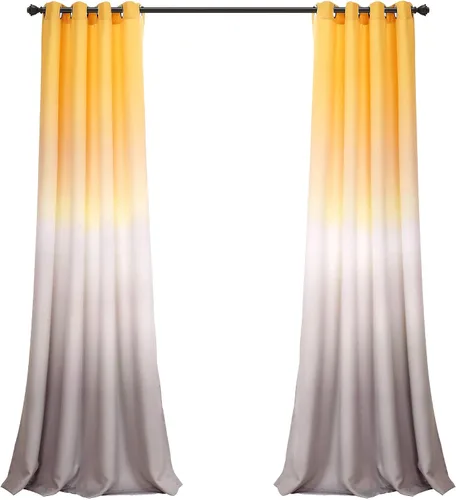 Miniatura 7 de Lush Decor Cortinas Ombre Fiesta con Filtro de Luz Juego de Paneles para Ventana para Sala, Comedor, Dormitorio (Par), 52" An x 84" L, Amarillo